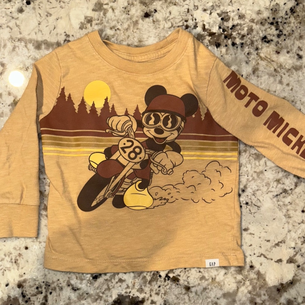 *GENTLY WORN* babyGap x Disney 18-24 M Moto Mickey Long Sleeve Tee